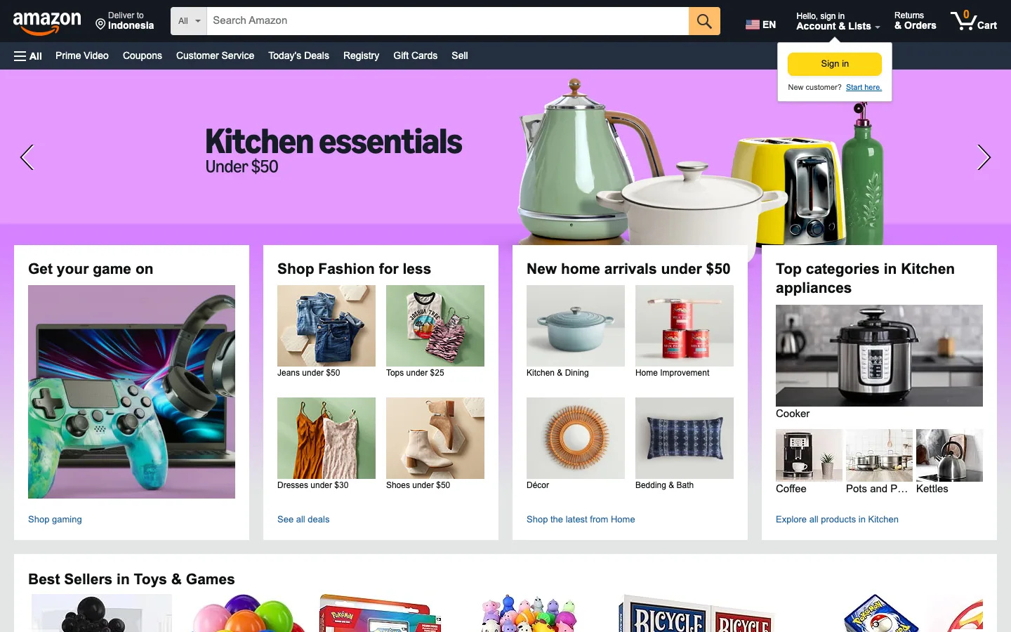 Latest captured view of amazon.com
