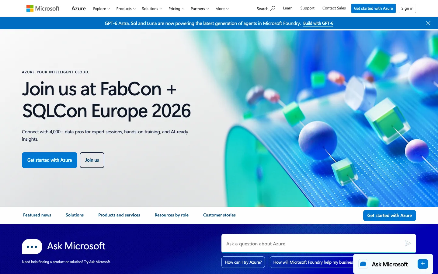 Latest captured view of azure.com