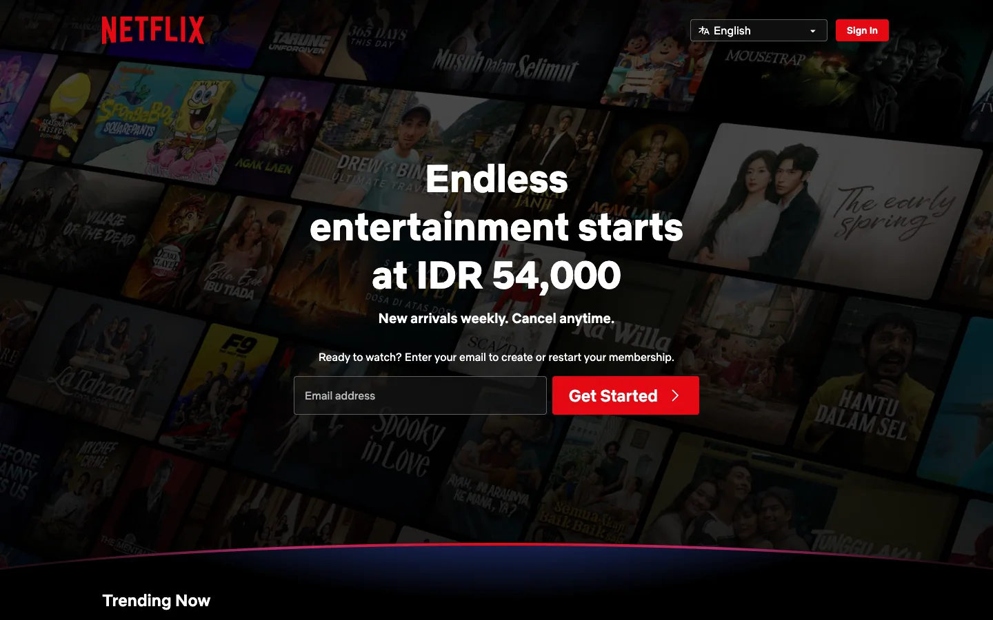 Latest captured view of netflix.com